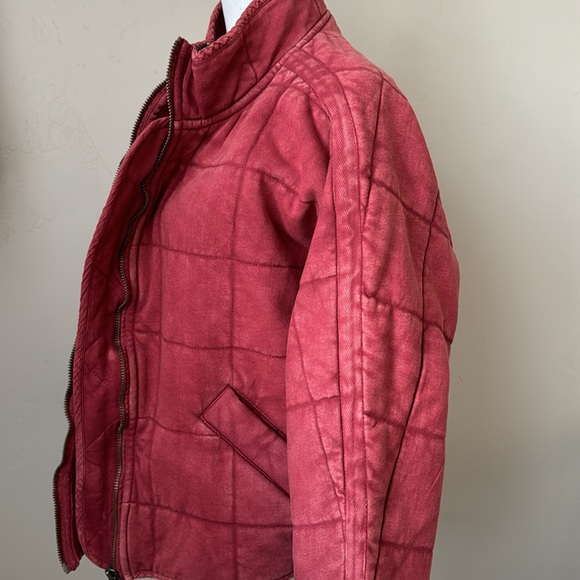 Free People Quilted Bomber Jacket Knitted Dolman Coat Cherry Juice XS - Picture 10 of 16